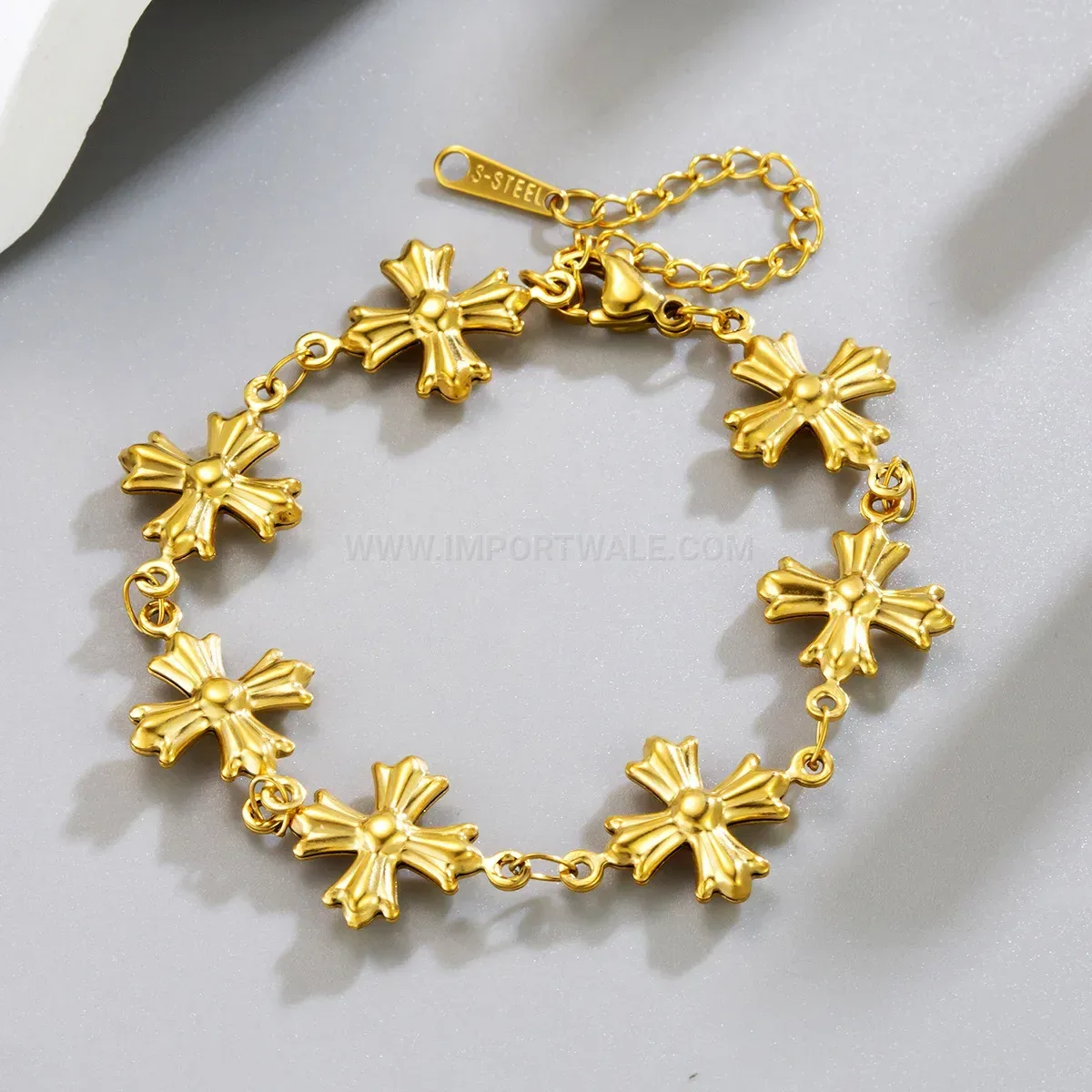 Fashion Byzantine Style Carved Cross Pendant Stainless Steel Necklace