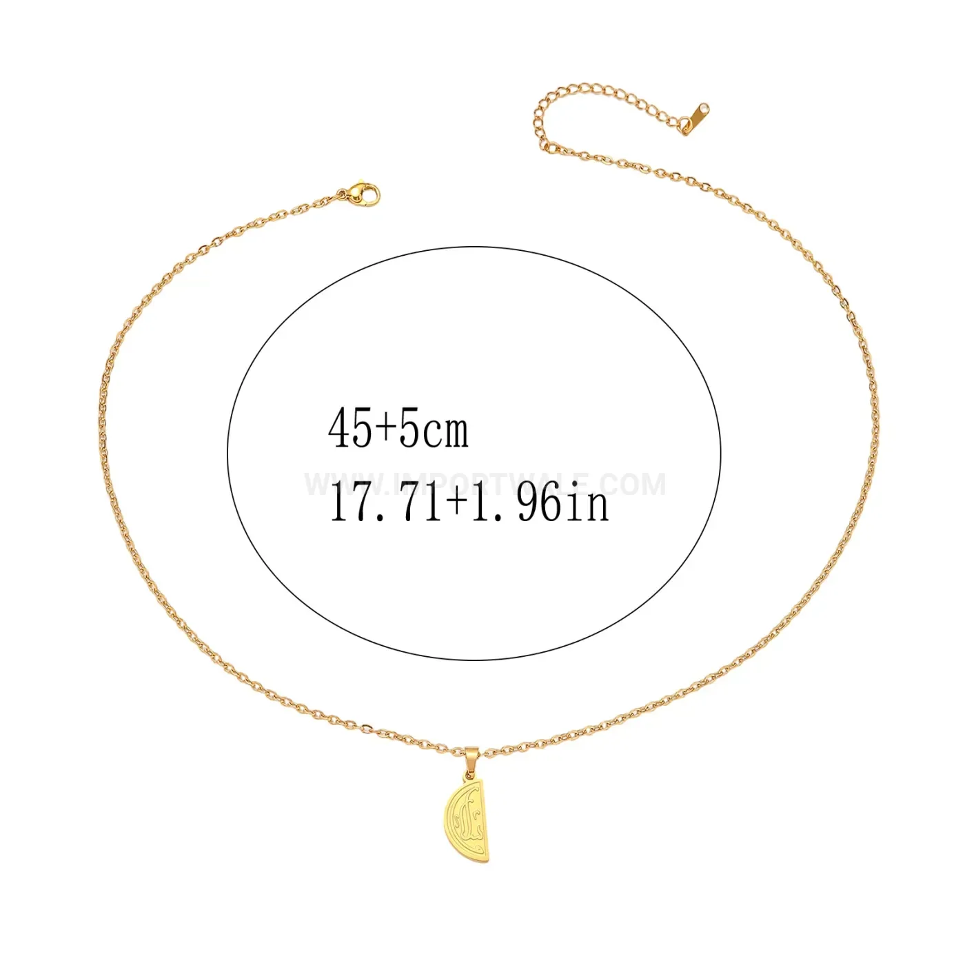 Stainless Steel Allah Calligraphy D-Shape Pendant Necklace