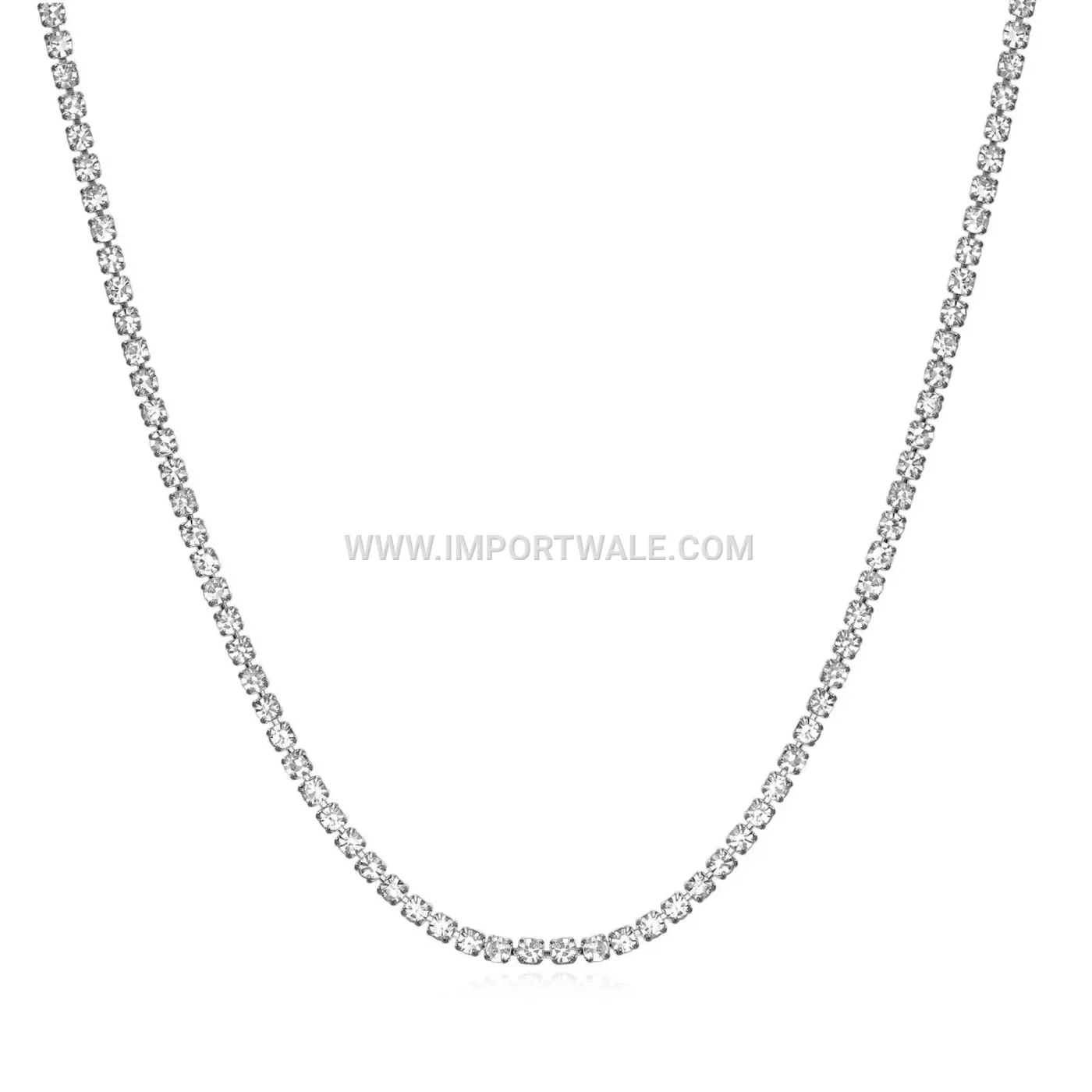 Dainty Single Row Cubic Zirconia Tennis Chain Collar Necklace