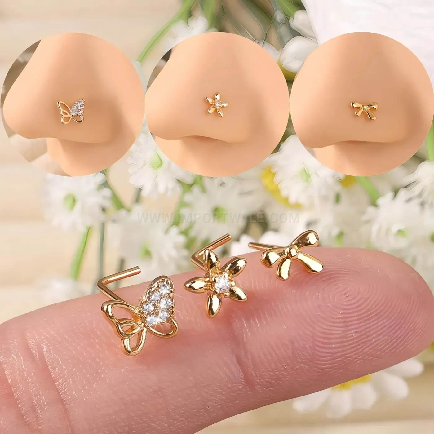 Classic Sparkling Zirconia Stainless Steel Nose Piercing Stud Set