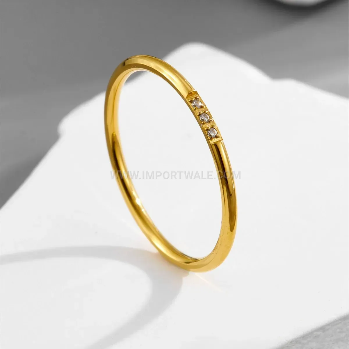 Ultra Fine Gold Plated Titanium Steel Zircon Ring