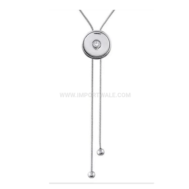 Geometric Zinc Alloy Retractable Snap Button Round Pendant Necklace