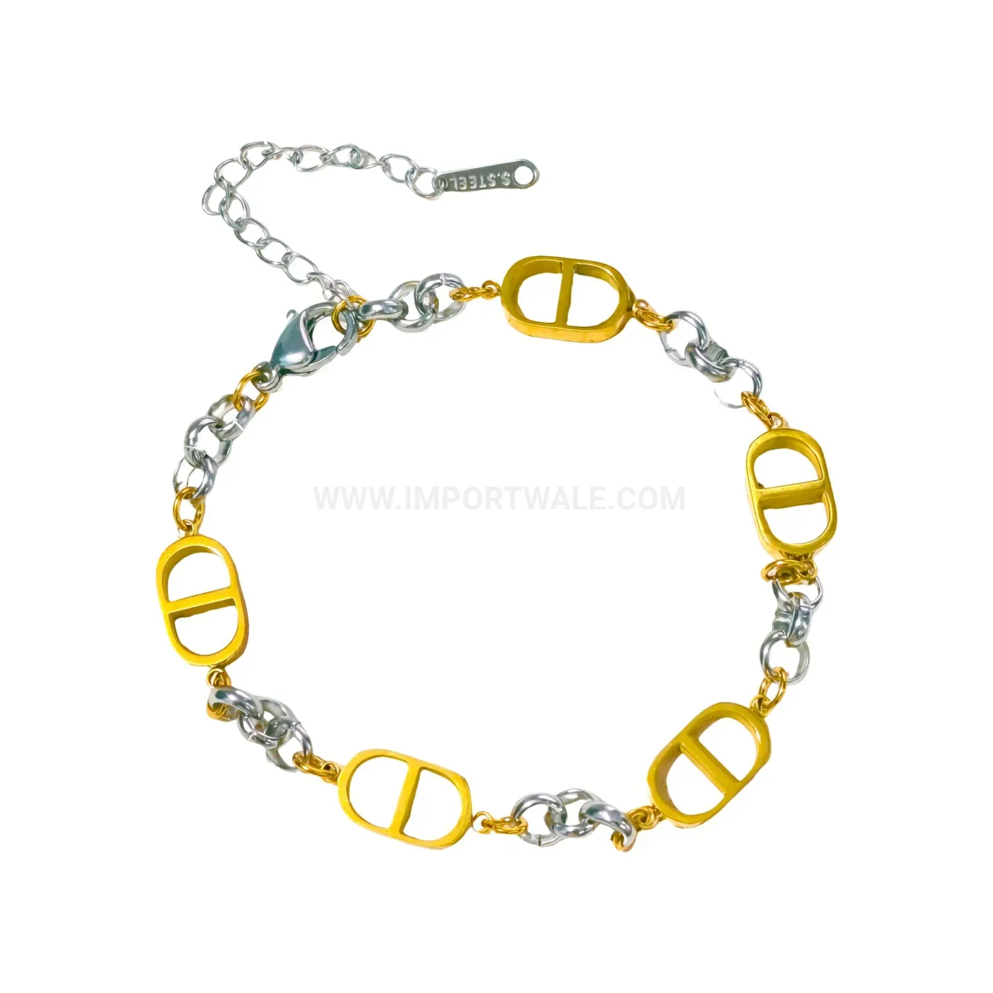 Gold Titanium Steel Pig Nose Chain Bangle Bracelet