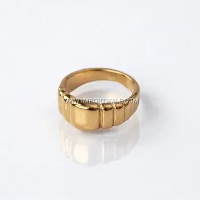 18K Gold Plated Stainless Steel Croissant Textured Ring