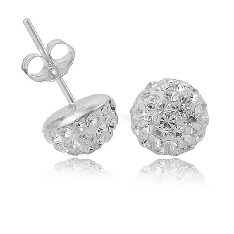 Classic Sparkling Half-Circle Czech Crystal Stainless Steel Stud Earrings