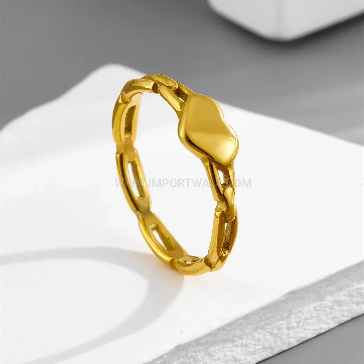 Hollow Heart Titanium Steel Cutout Ring for Women