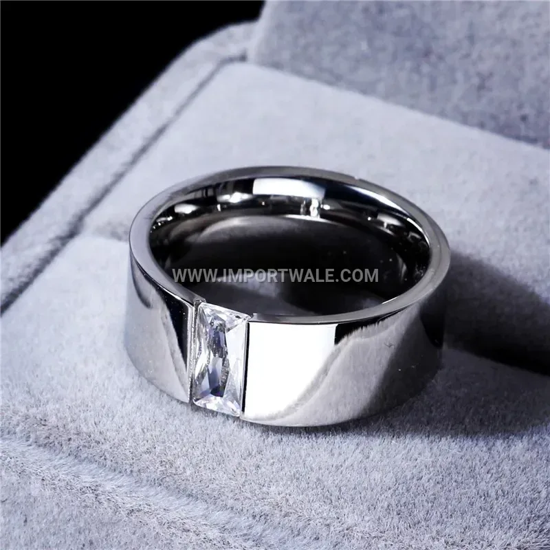 Silver Plated Micro Inlaid Zircon Steel Ring