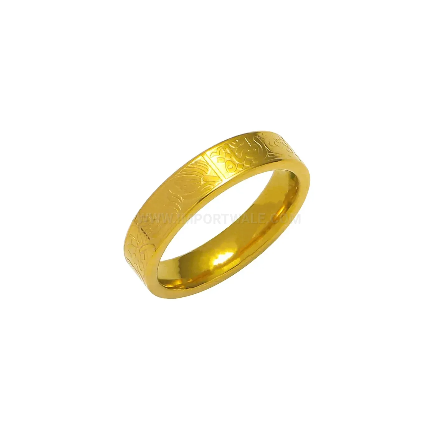 Chic Floral Arabic Calligraphy Stainless Steel Band Ring
