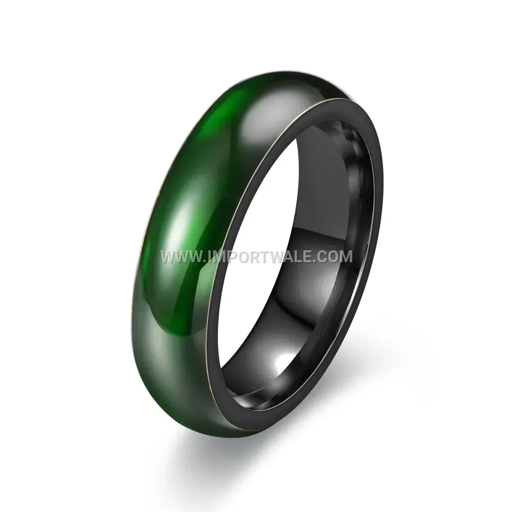 Stainless Steel Faux Jade Inlay Band Ring