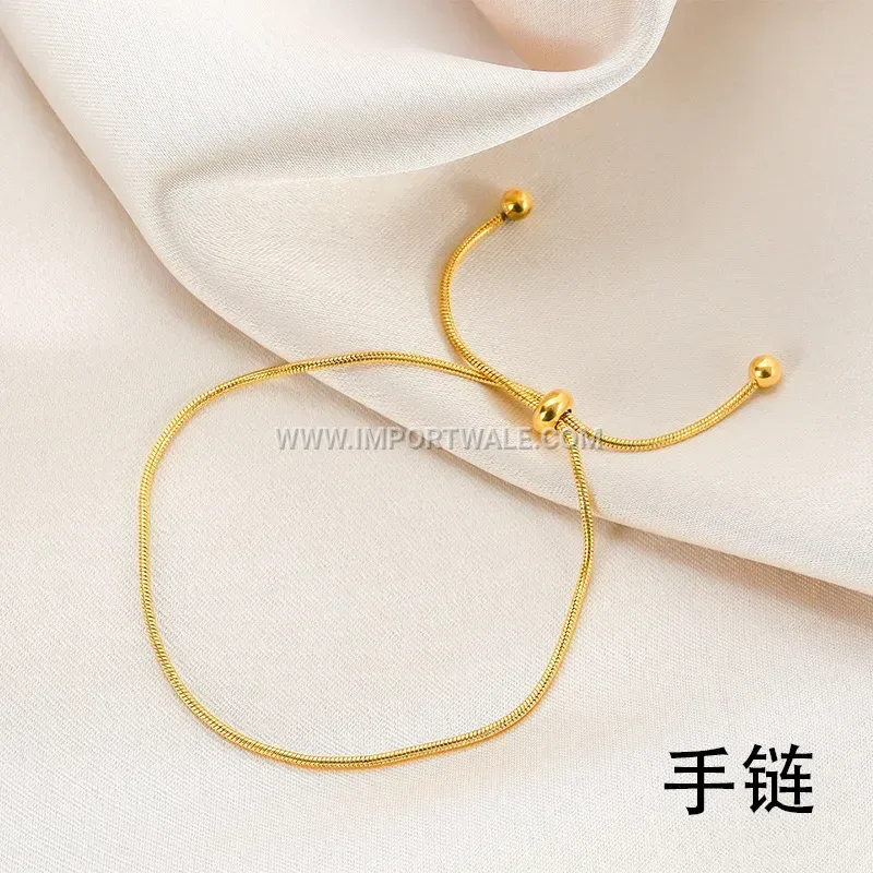 Adjustable Gold Plated Titanium Steel Snake Chain Anklet