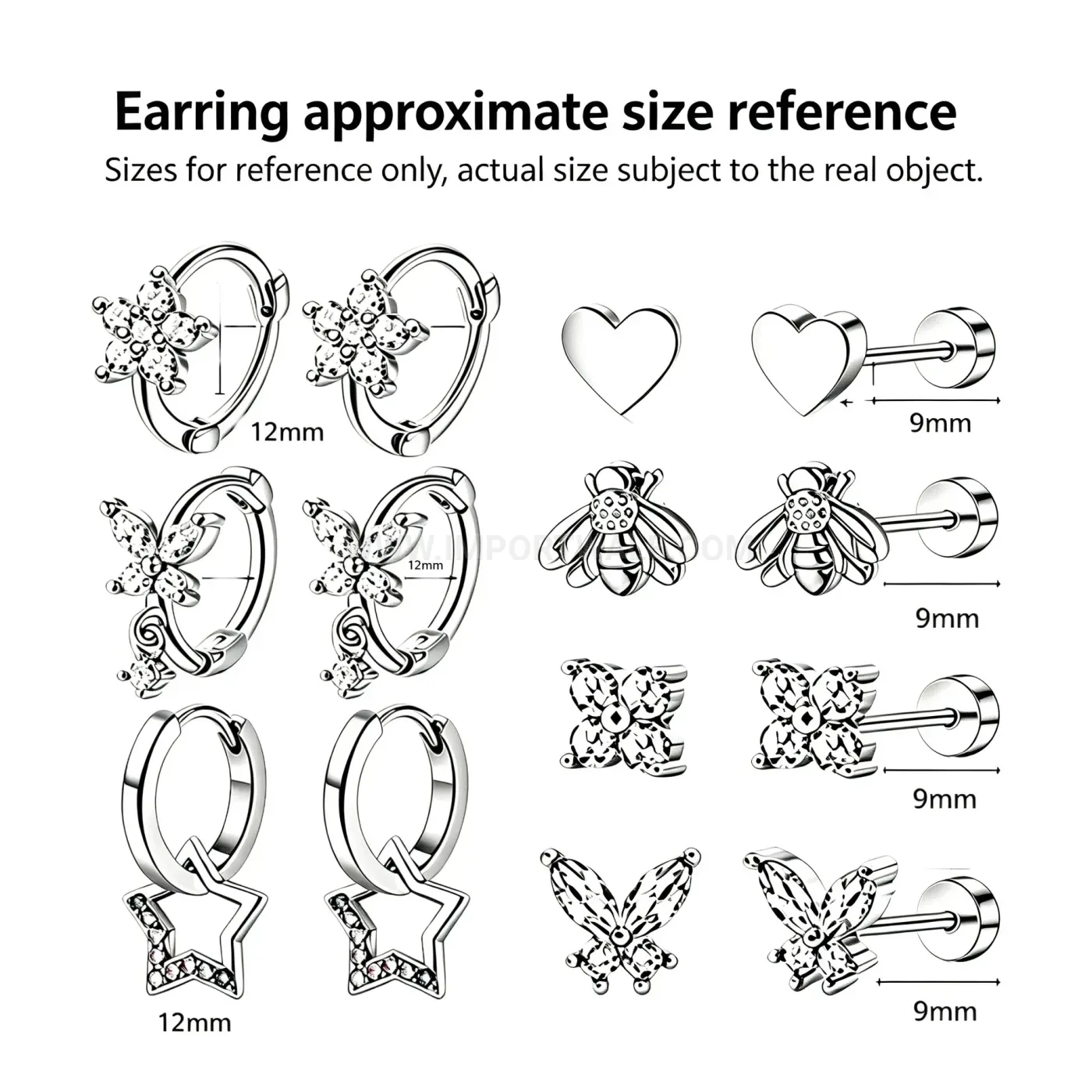Trendy Stainless Steel Stacking Earring Set with Studs and Hoops