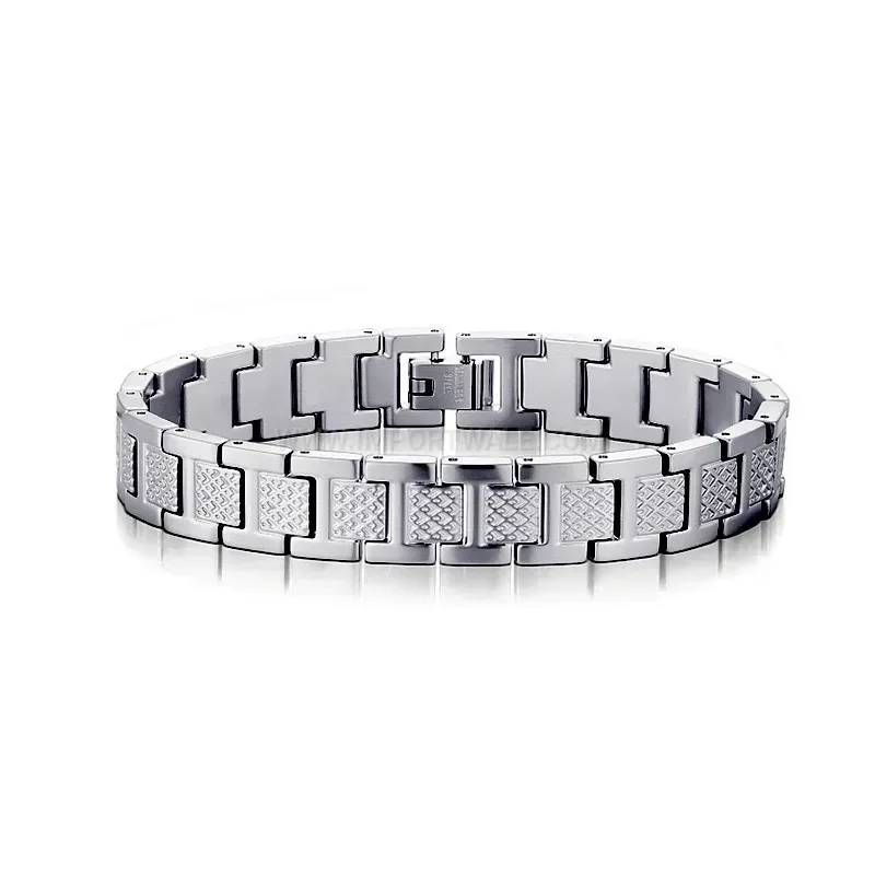 Elegant Stainless Steel Crocodile Texture Bio Magnetic Bracelet