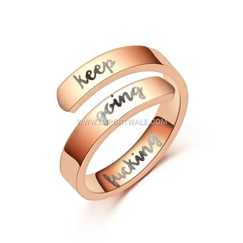 Engraved Stainless Steel Motivational Statement Band Ring