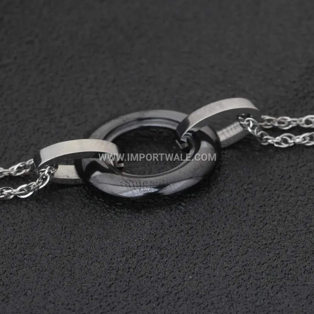 Minimalist Stainless Steel Double Ring Ceramic Bracelet