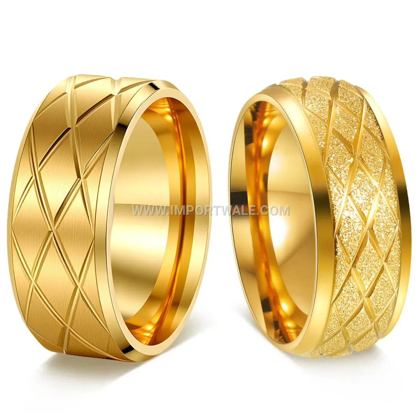 Crown Engraved Stainless Steel Matching Couple Band Ring