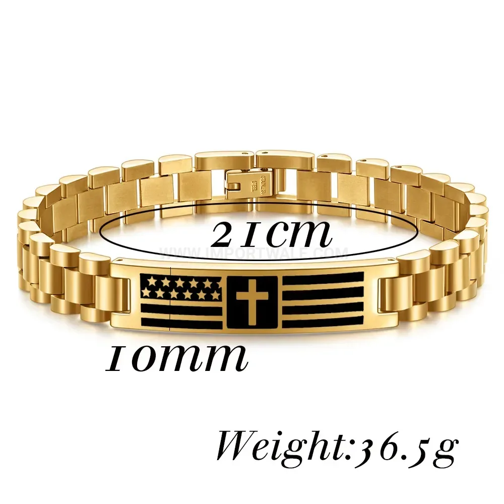 Laser Engraved Stainless Steel Watch Band Style Bracelet