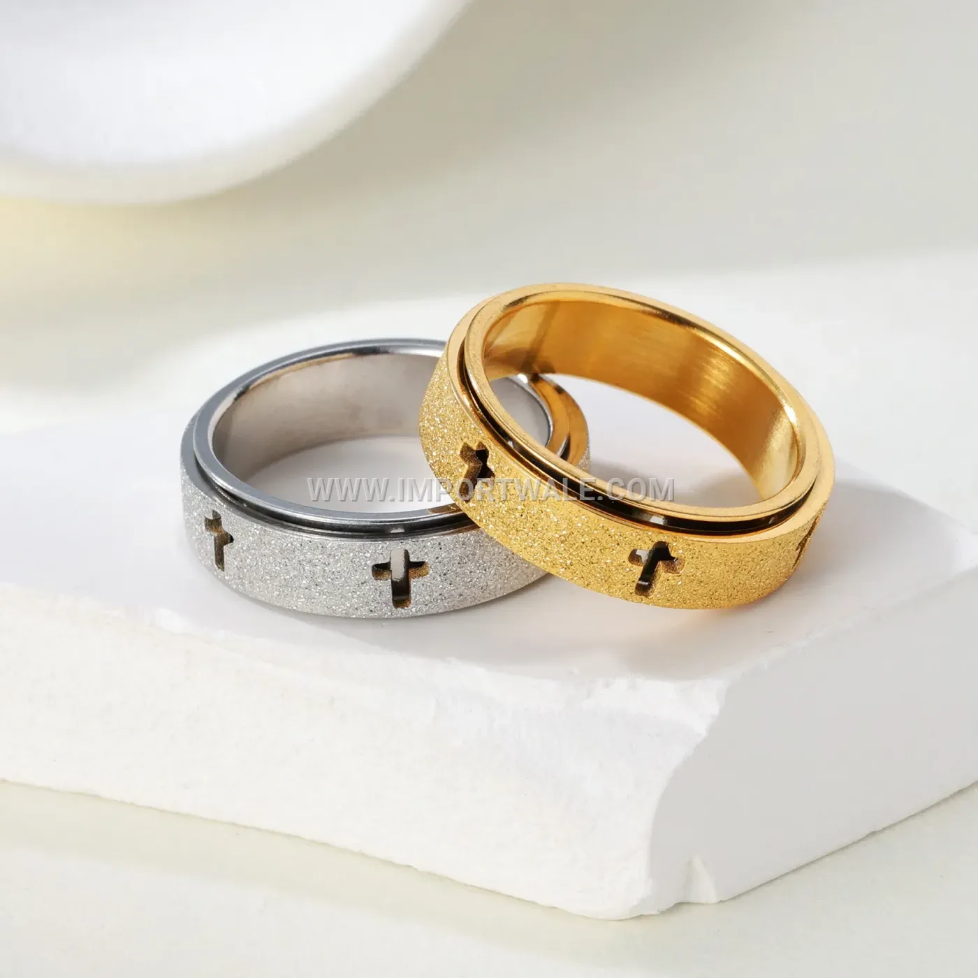 Spinning Christian Cross Stainless Steel Religious Band Ring
