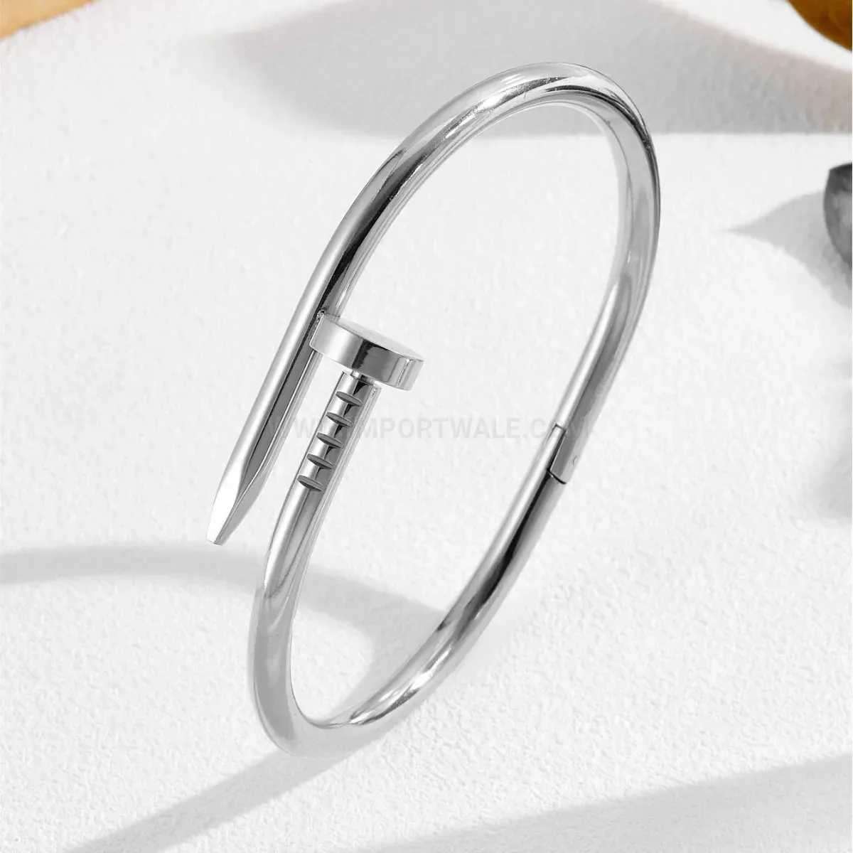 Classic Sleek Plated Titanium Steel Nail Bangle Bracelet