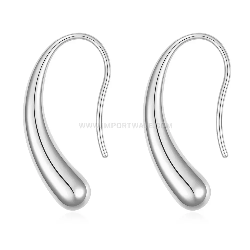 Curved Waterdrop 14K Gold Plated Stainless Steel Earrings 12mm