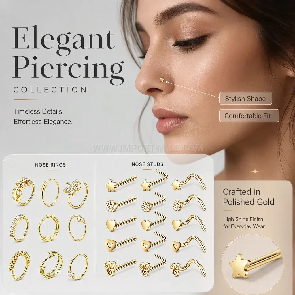 Premium Stainless Steel Geometric Open Nose Ring Piercing Jewelry
