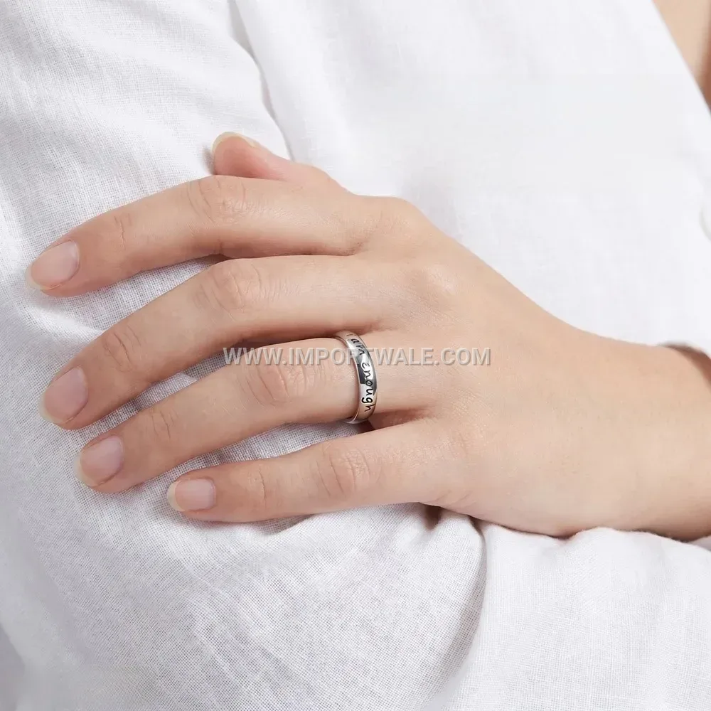 Engraved Phrase Gold Plated Stainless Steel Couple Ring