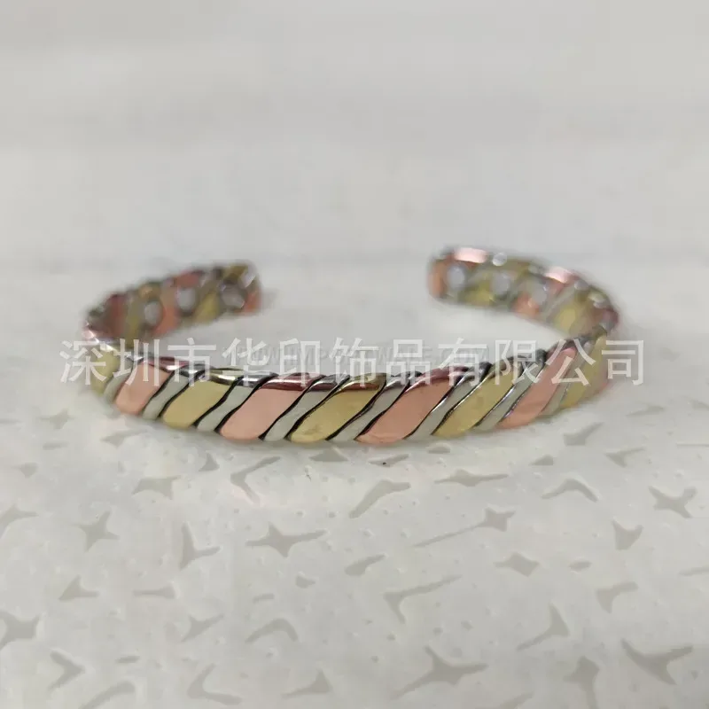 Rose Gold Plated Twisted Copper Magnetic Therapy Cuff Bracelet