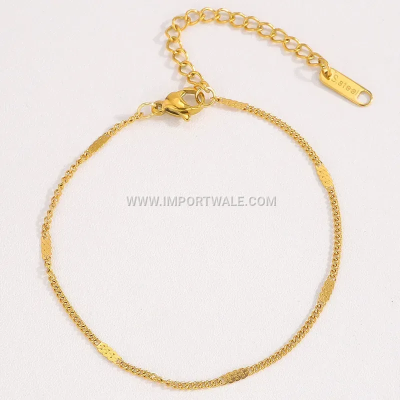 18K Gold Plated Stainless Steel Minimalist Chain Bracelet