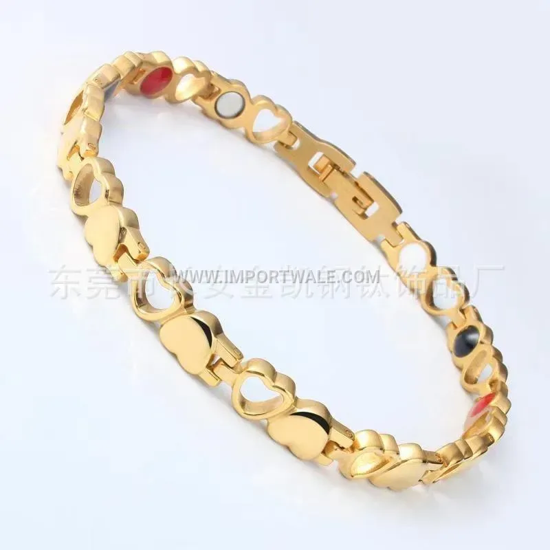 Women's Double Heart Bio Magnetic Stainless Steel Bracelet