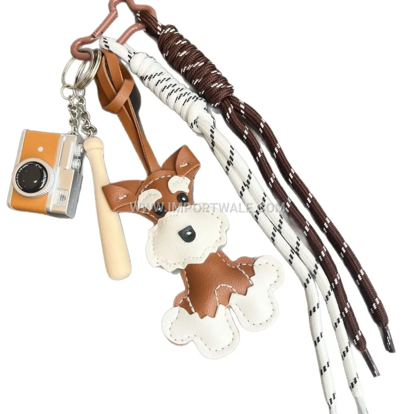 Handcrafted Schnauzer Dog and Camera Charm Keychain