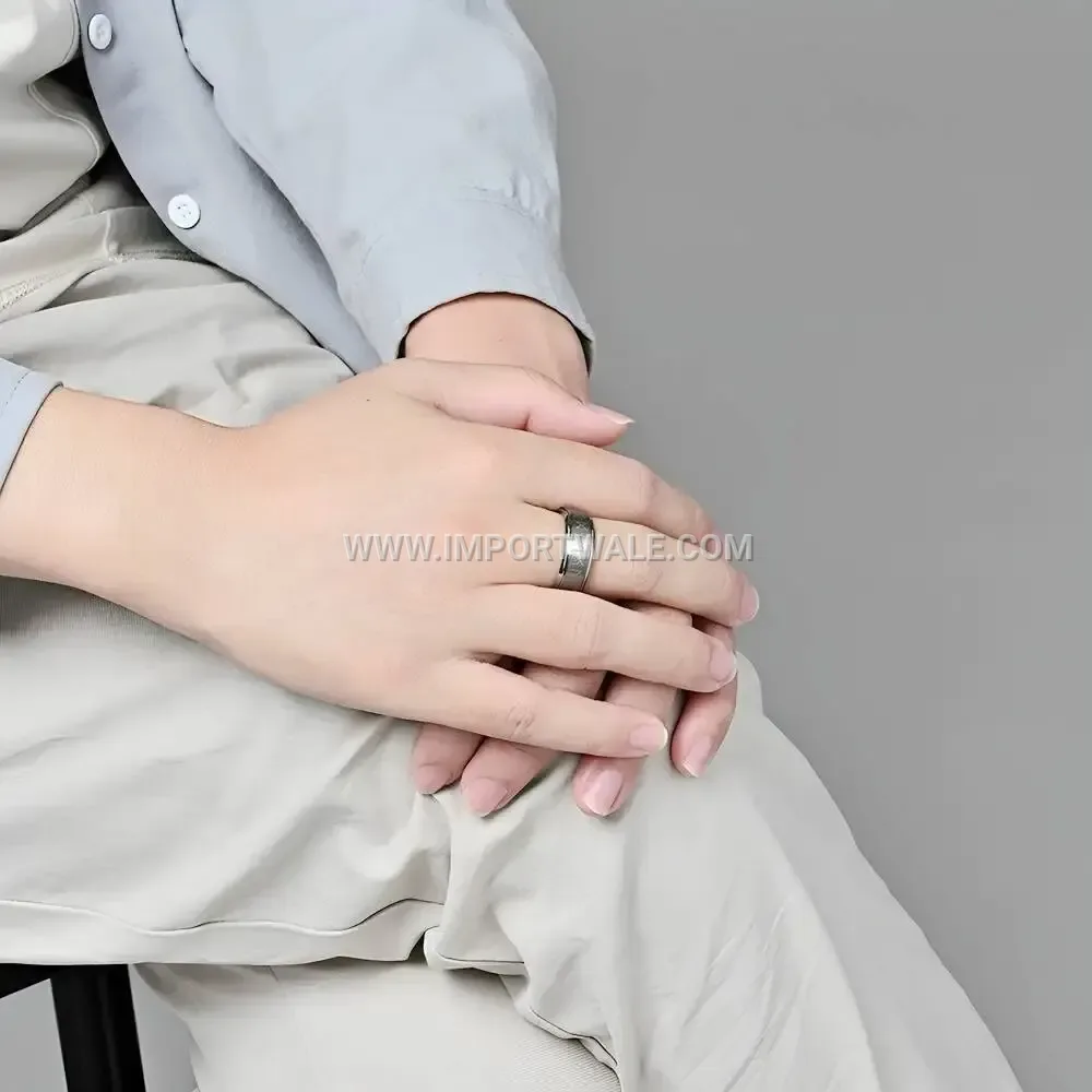 Rotating Viking Inscribed Stainless Steel Band Ring