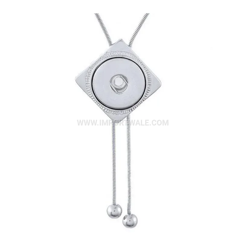 Geometric Zinc Alloy Retractable Snap Button Round Pendant Necklace