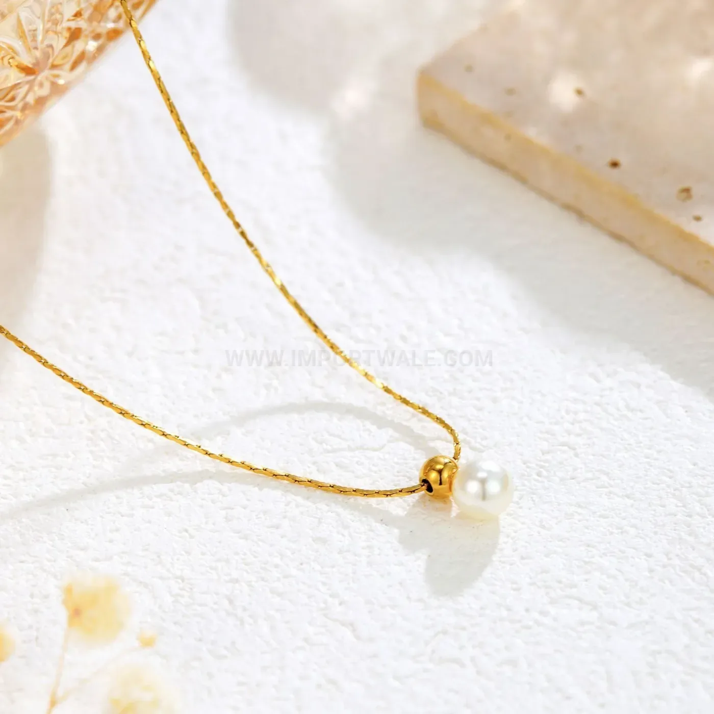 Dainty Pearl Titanium Steel Delicate Chain Choker Necklace