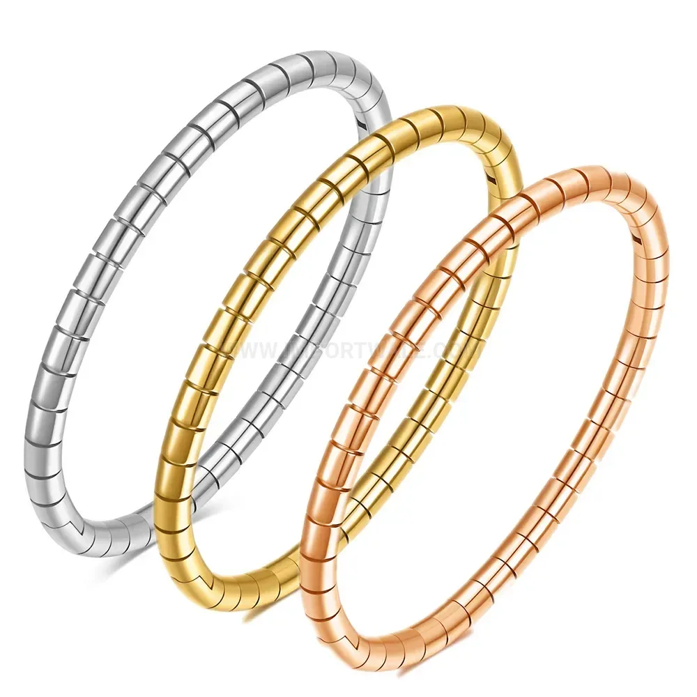 Designer Oval Snake Chain Open Stainless Steel Bangle