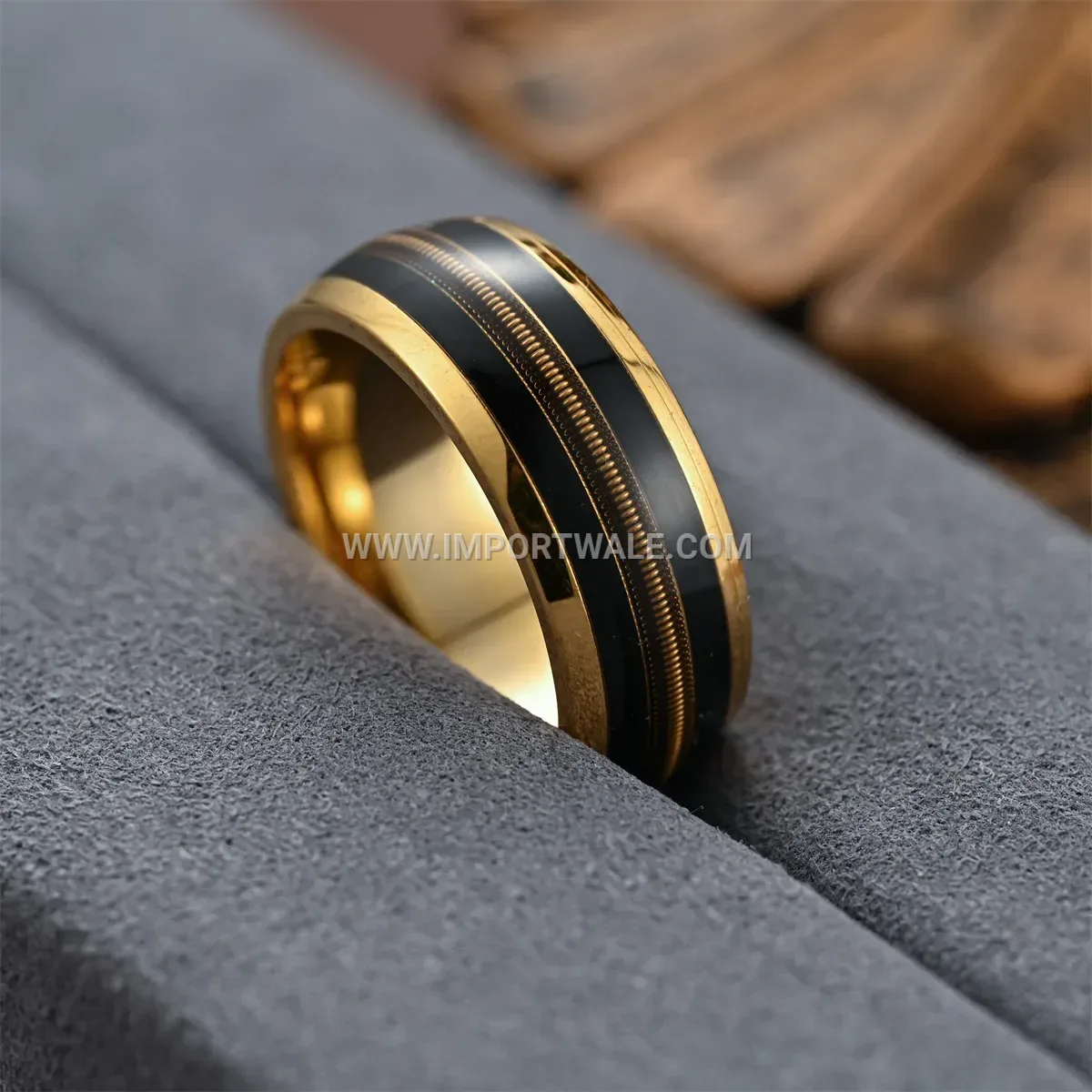 Gold Tone Musical String Enamel Band Ring