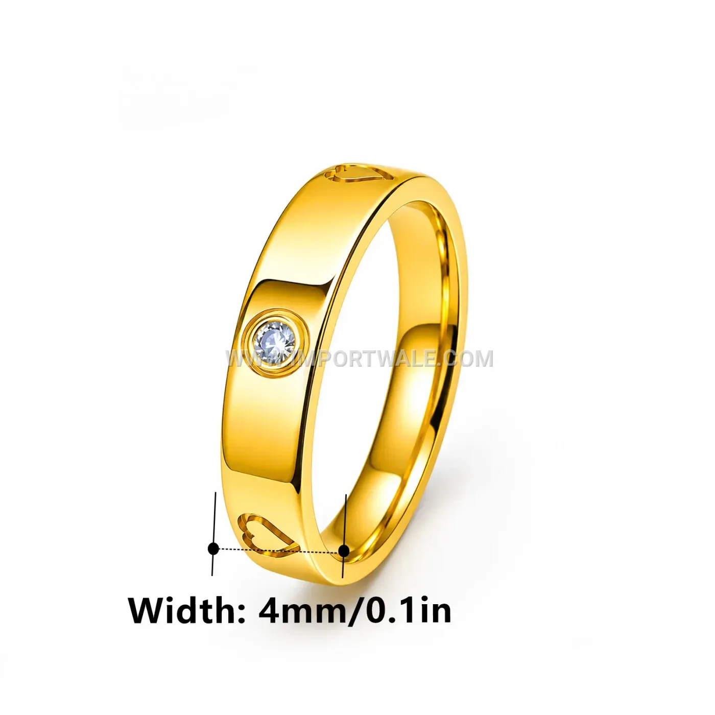 Heart Rhinestone Stainless Steel Band Ring