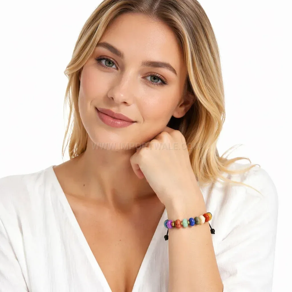 Handwoven Stainless Steel and Natural Stone Beaded Bracelet