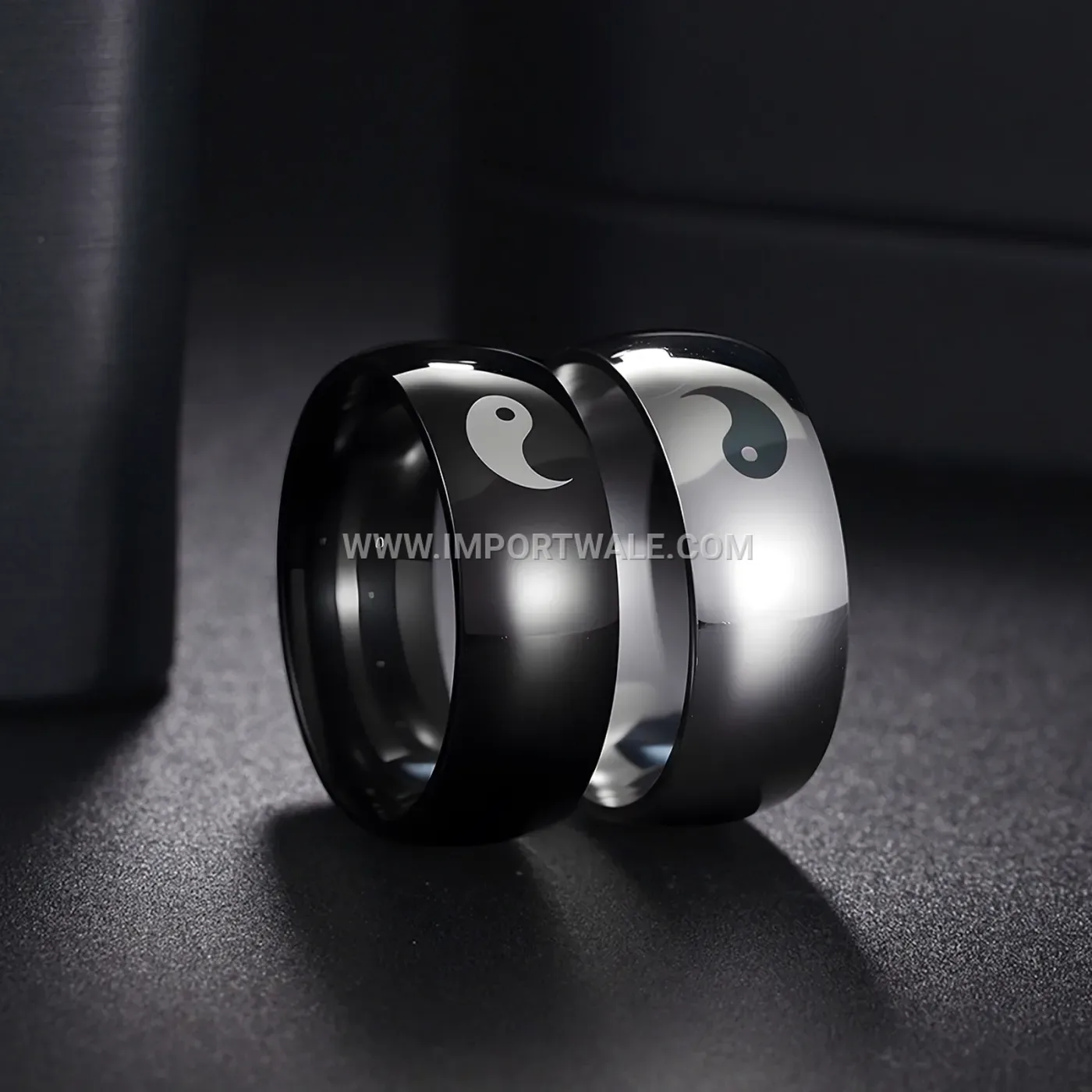 Yin Yang Bagua Engraved Stainless Steel Band Ring