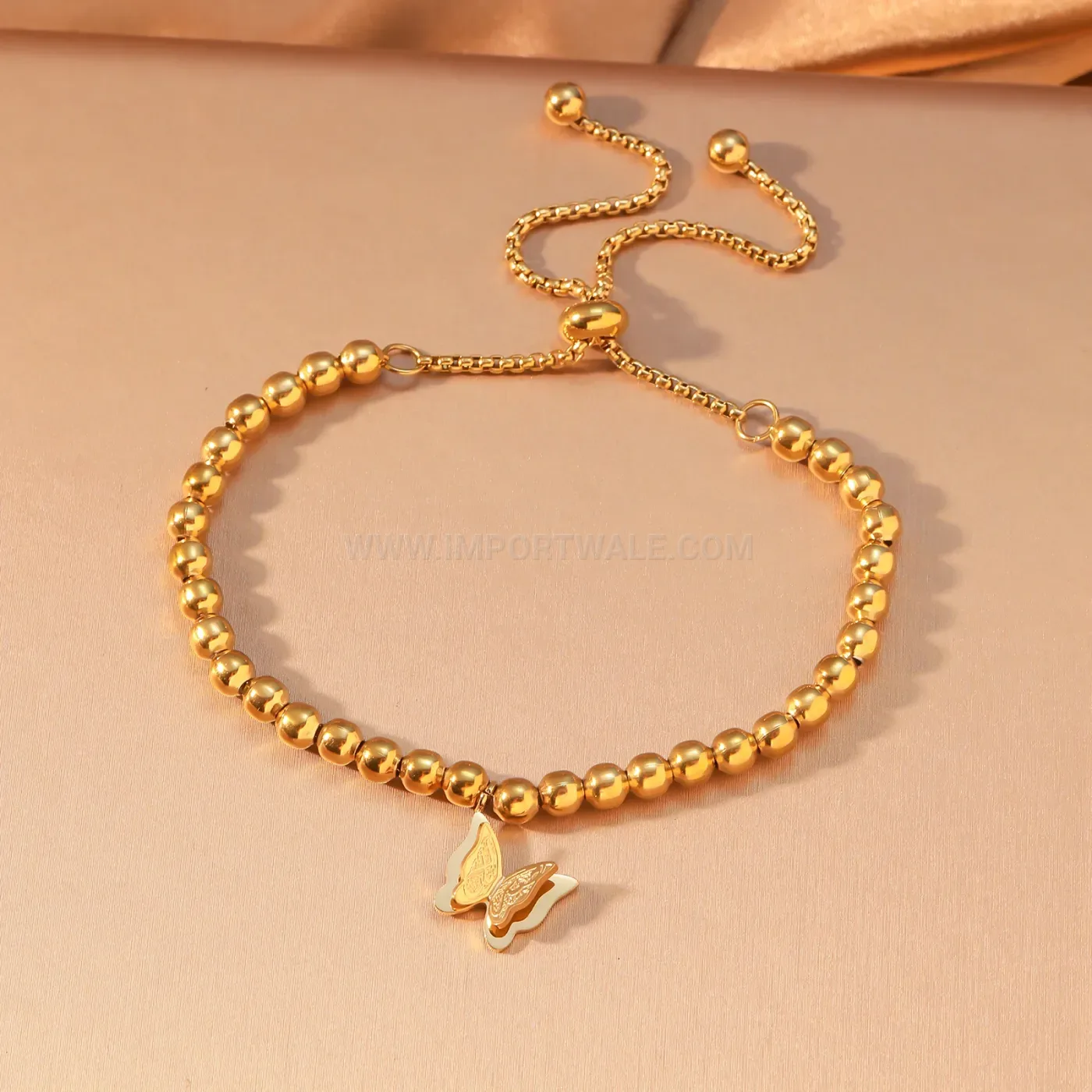 Stainless Steel Islamic Sabr Shukr Tawakkul Butterfly Beaded Bracelet