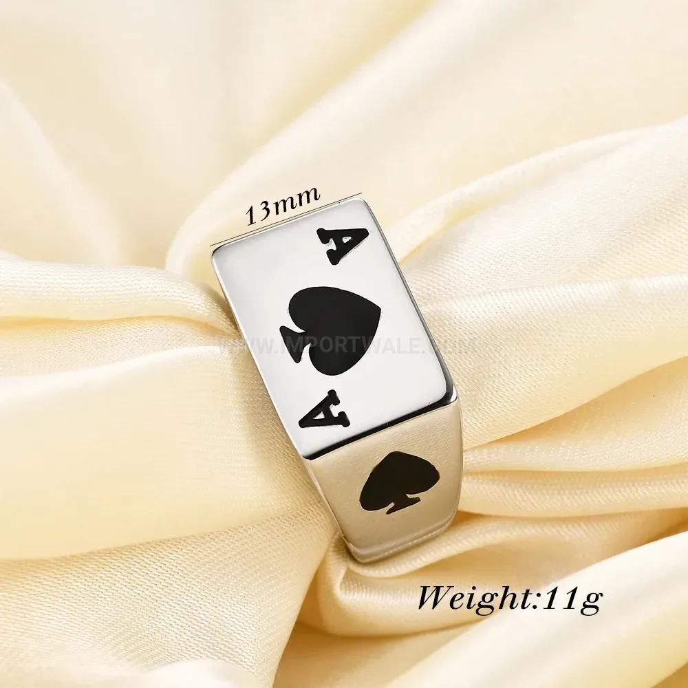 Trendy Ace of Spades Polished Stainless Steel Ring
