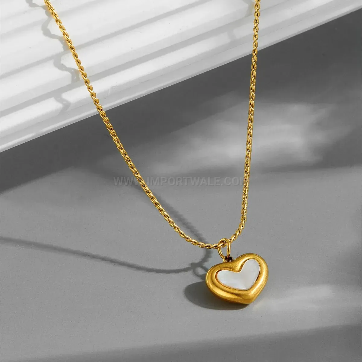 Premium Heart Shaped White Mother Of Pearl Shell Necklace