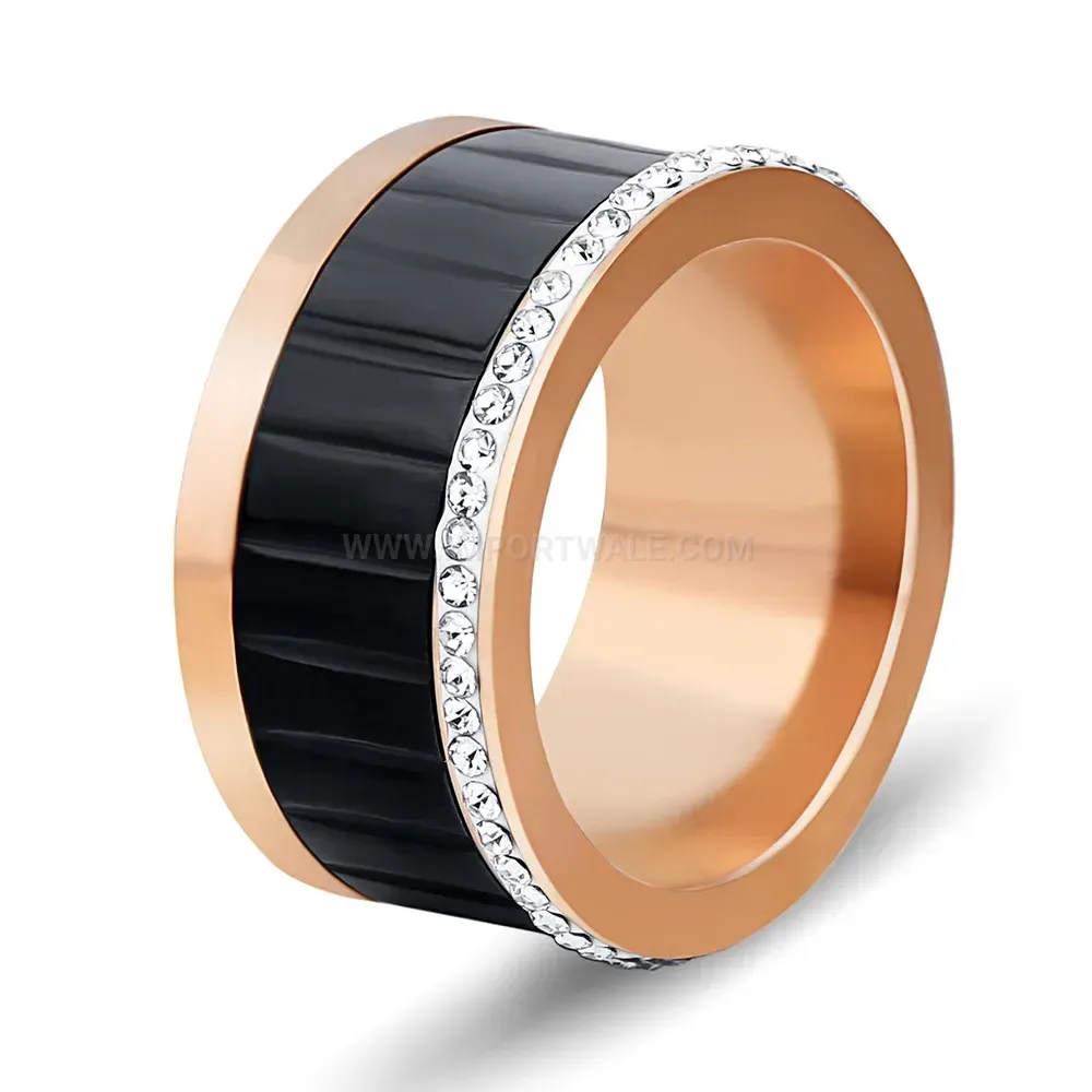 Rotating Stainless Steel Ring with Zirconia Accent