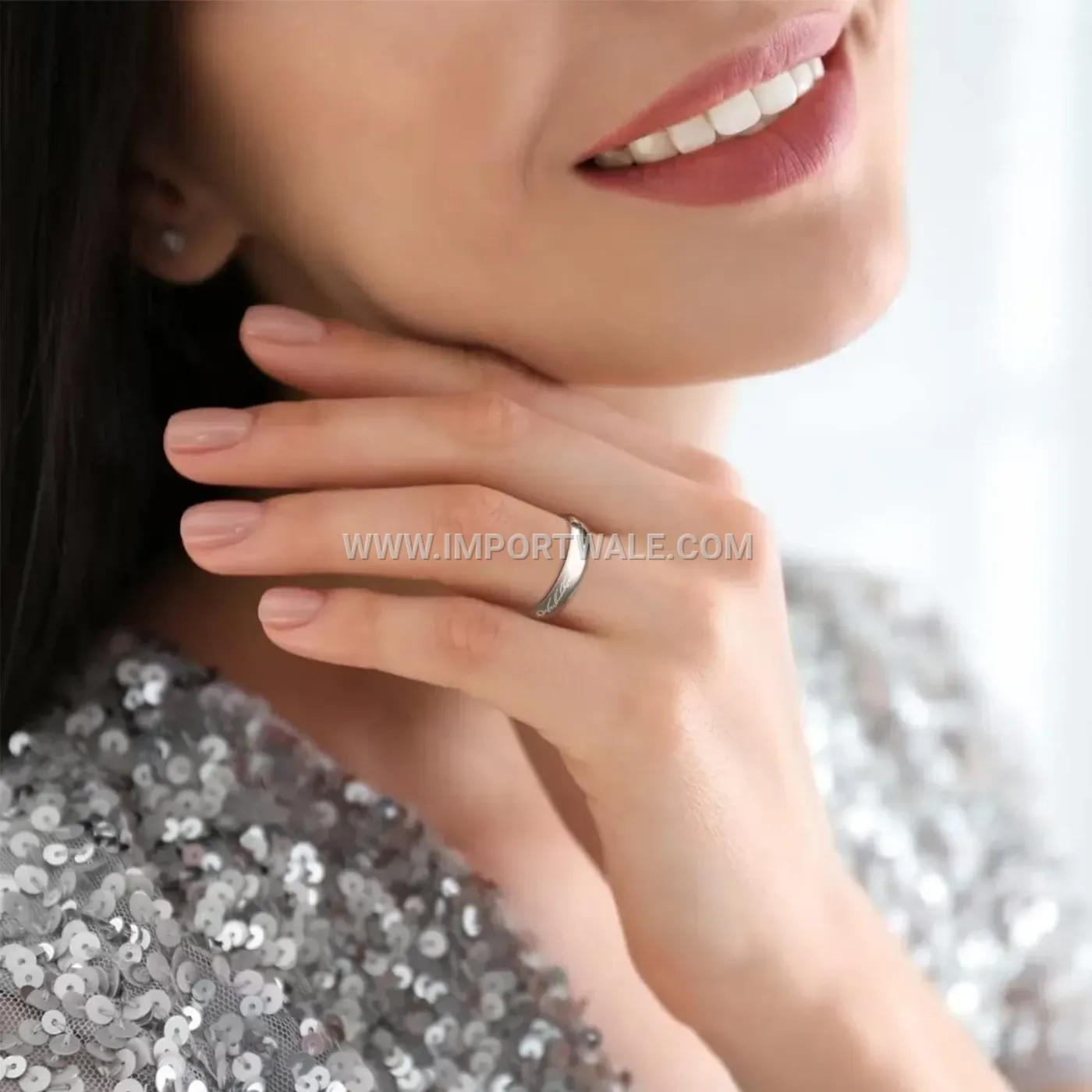 Single Crystal Cross Inset Stainless Steel Ring