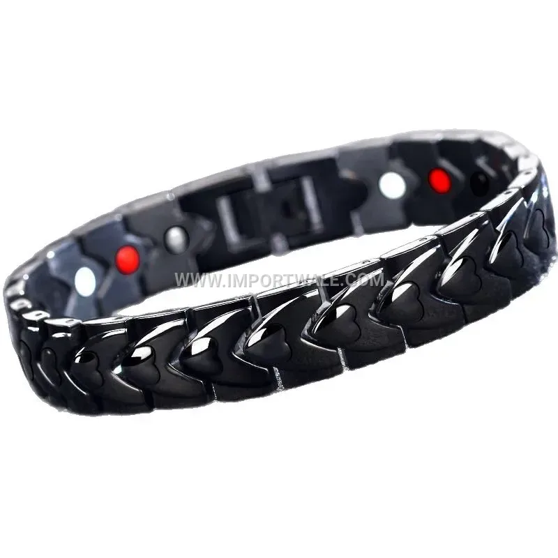 Black Titanium Steel Heart Magnetic Couple Bracelet