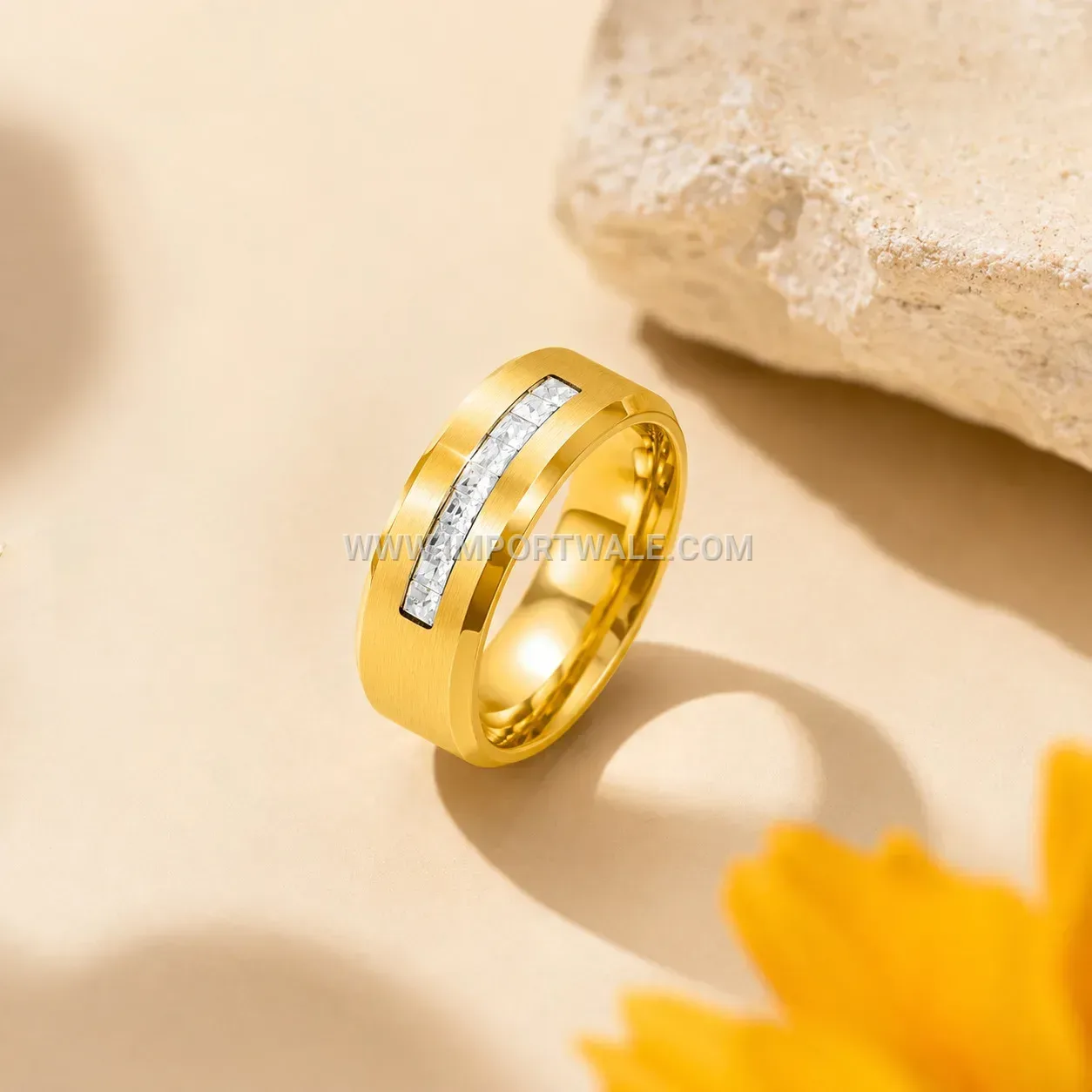 Minimalist Rhinestone Eternity Stainless Steel Band Ring