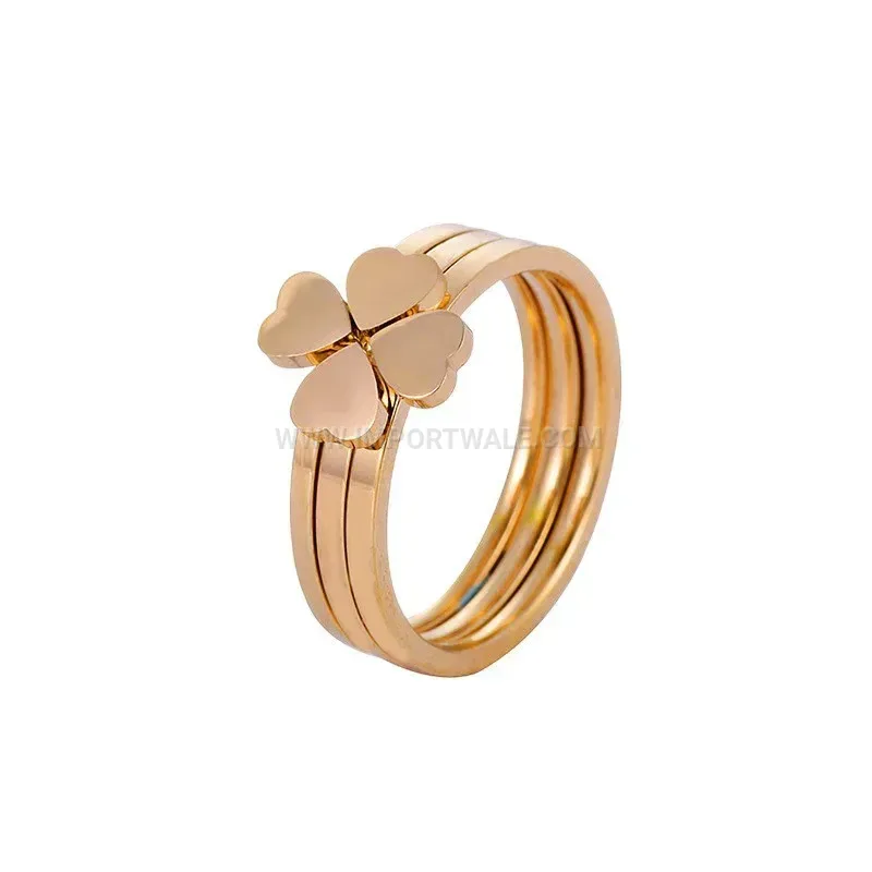 Rose Gold Plated Titanium Steel Stackable Clover Ring Set