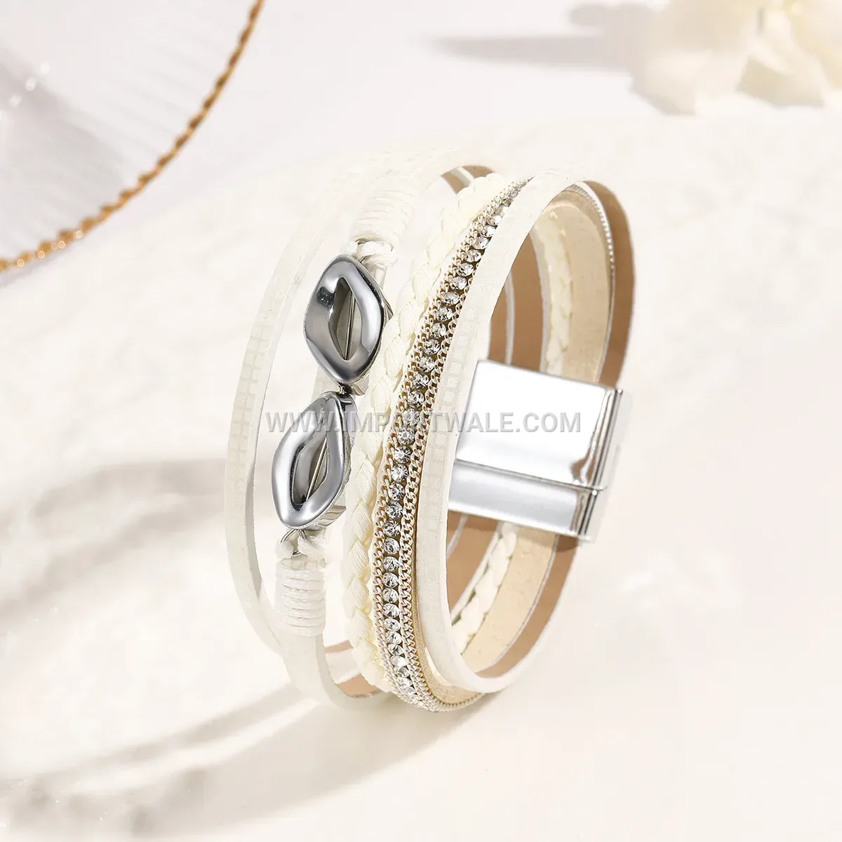 Bohemian Rhinestone Multi Layer Leather Wrap Bracelet