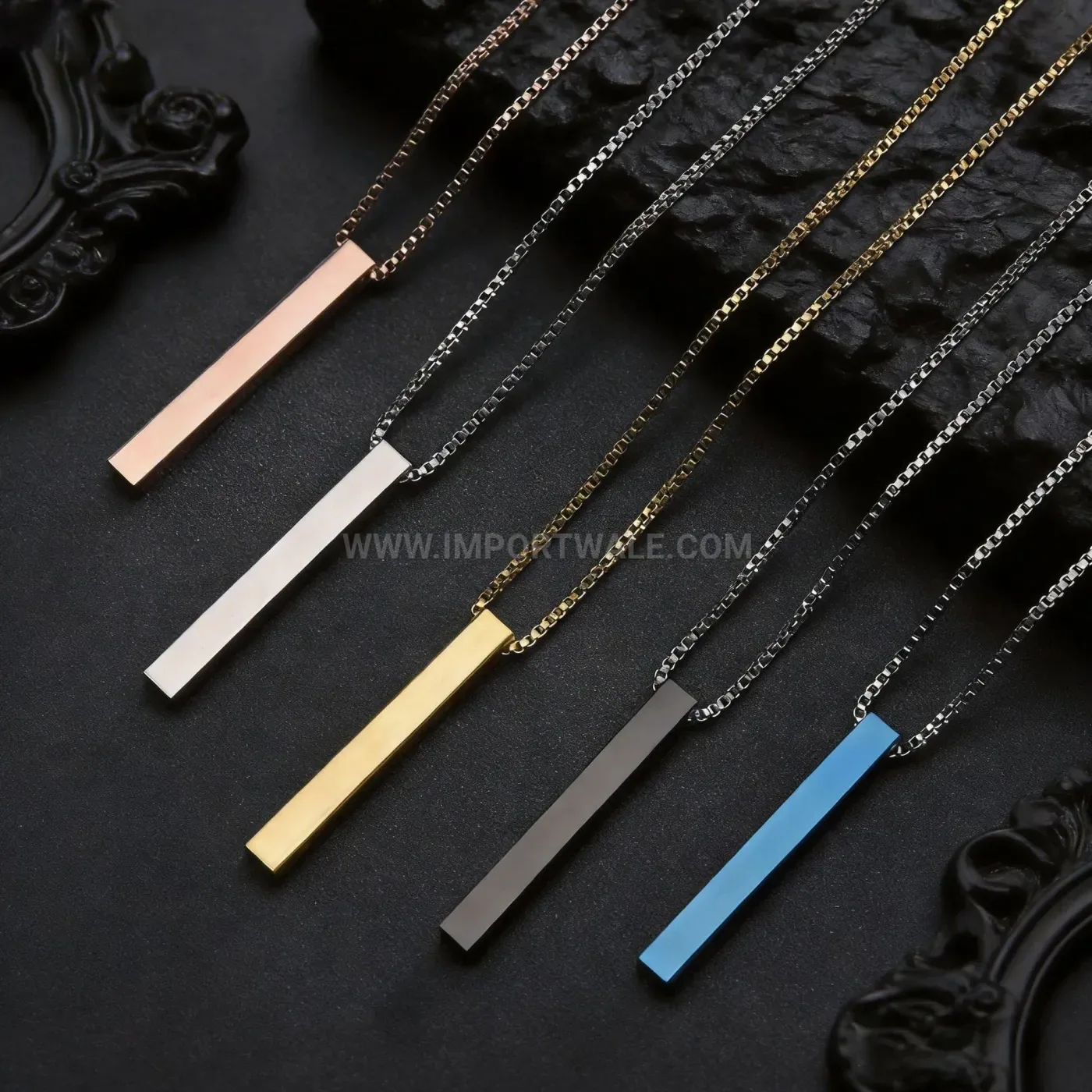 Geometric Vertical Bar Pendant Stainless Steel Unisex Necklace