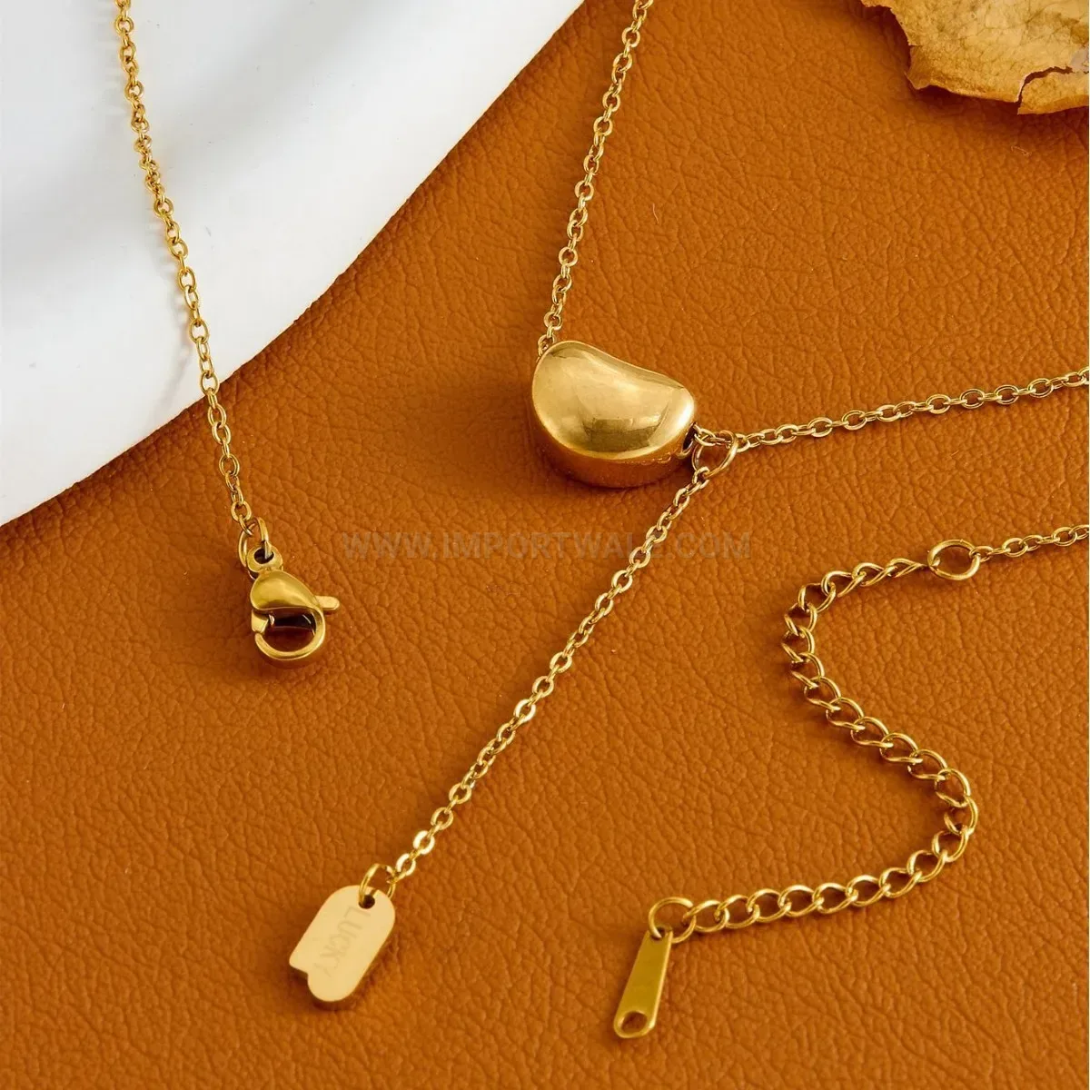 Fashion 18K Gold Plated Titanium Steel Gold Bean Tassel Necklace