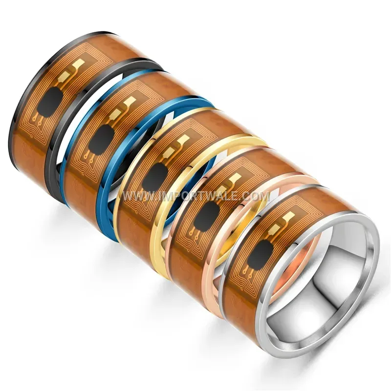 Stainless Steel NFC Smart Ring with Enamel Dragon Motif