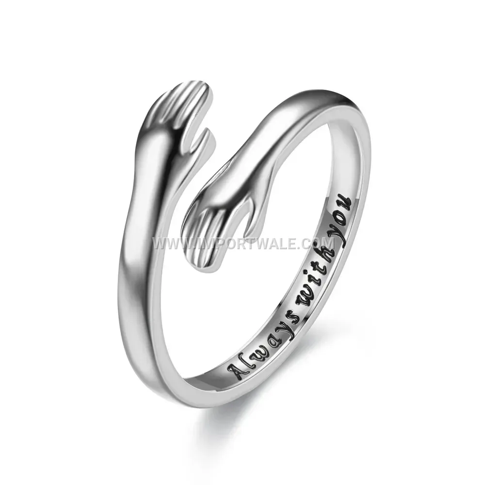 Adjustable Stainless Steel Hug Ring with Engraved Message